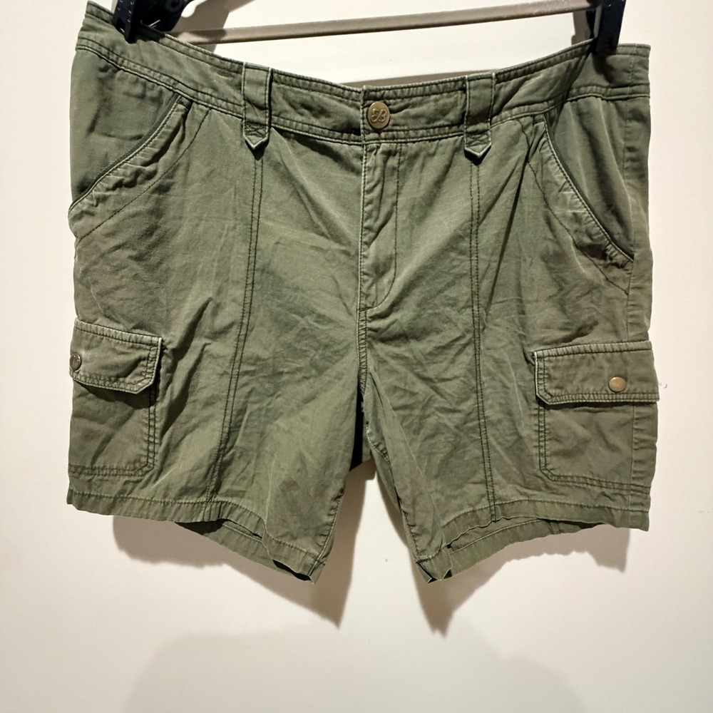 VTG Eddie Bauer Ripstop Cargo Shorts Women's 16 Green Durable Hiking Gorpcore